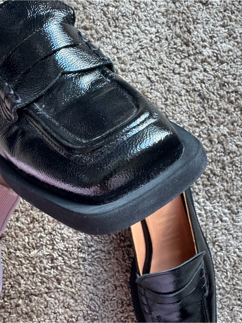 Ganni Square-Toe Backless Leather Heeled Loafer Black Size 7 in US /EU38 - Picture 9 of 13